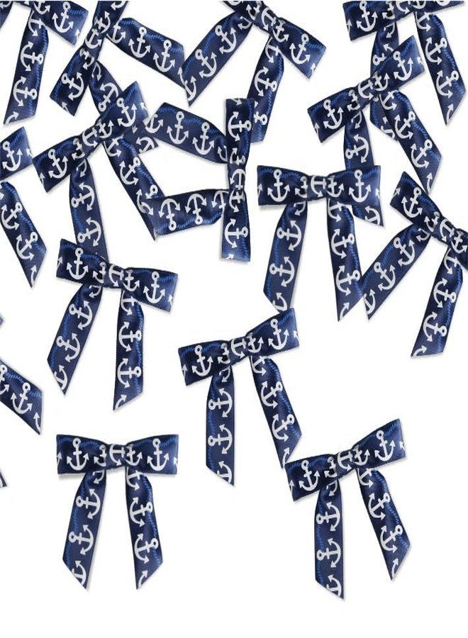 Meseey 30 Pcs Nautical Ribbon 3 Inch Navy Blue White Stripes Anchor Twist Tie Bows for for Beach Coasta Gift Wrapping, Baby Shower,Wedding, Party Favors, Cake Pops,Treat Bags (Nautical Bow) - Image 4